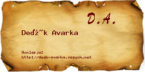 Deák Avarka névjegykártya